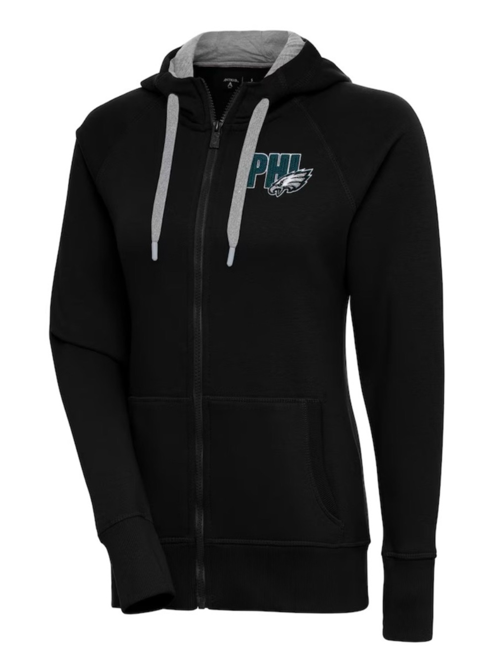 NWT Women's Antigua Black Philadelphia Eagles Victory Full-Zip Hoodie L